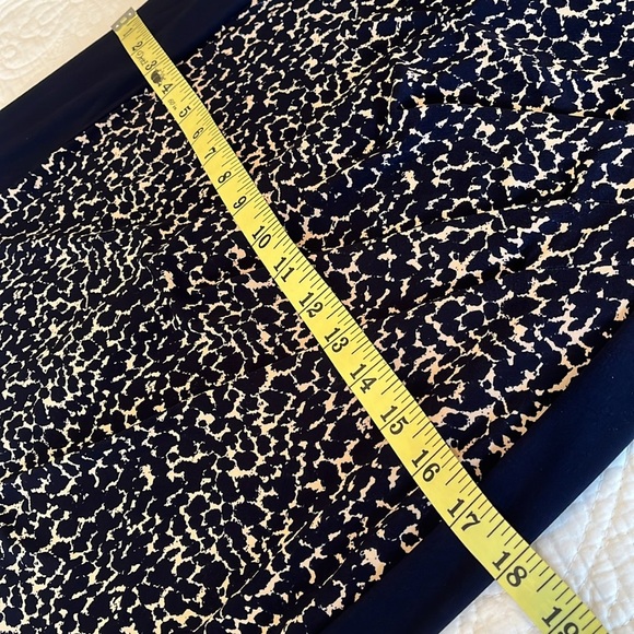 Ralph Lauren Print Runched Sheath Dress 12 P Navy Blue Leopard Classic Preppy - Picture 13 of 17